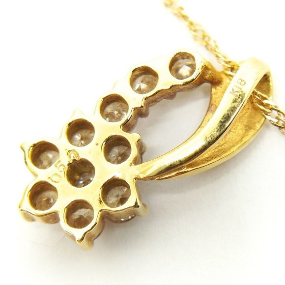 Genuine Italy 18k Yellow Gold Vintage PENDANT Diamond Stone 0.98Ct NECKLACE - Picture 6 of 9